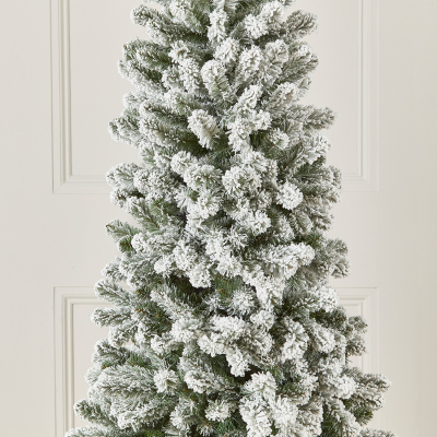 5ft Slim Balsam Fir Green Snowy Christmas Tree (150cm)