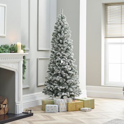 5ft Slim Balsam Fir Green Snowy Christmas Tree (150cm)