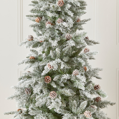 5ft Slim Grand Fir Green Snowy Christmas Tree (150cm)