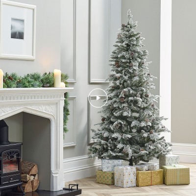 5ft Slim Grand Fir Green Snowy Christmas Tree (150cm)