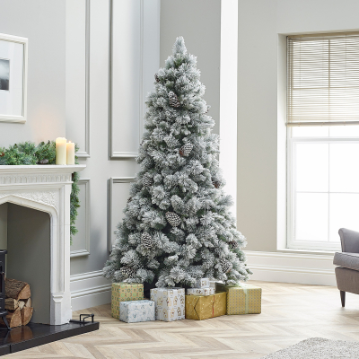 5ft Virginia Pine Green Snowy Christmas Tree (150cm)