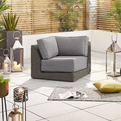 Luxor Rattan Lounging Corner Piece in Slate Grey