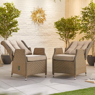 Carolina 6 Seat Rattan Dining Set - Rectangular Gas Fire Pit Table in Willow