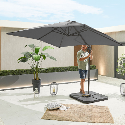 Apollo 2.5m x 2.5m Square Aluminium Cantilever Parasol - Grey Canopy and Grey Frame