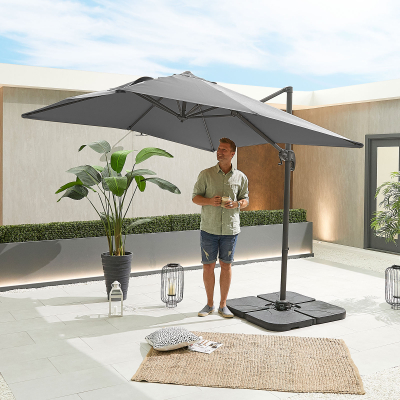 Apollo 2.5m x 2.5m Square Aluminium Cantilever Parasol - Grey Canopy and Grey Frame