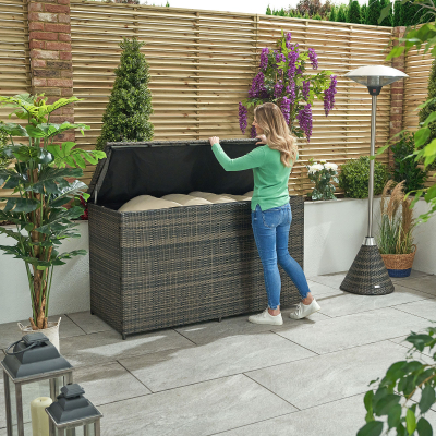 Large Rattan Storage Box in Brown Rattan