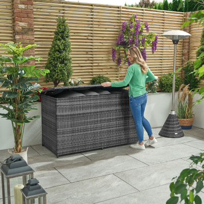 Large Rattan Storage Box in Grey Rattan