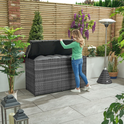 Large Rattan Storage Box in Grey Rattan