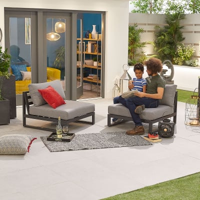 Alessandria Aluminium Lounging Middle Piece - Set of 2 in Graphite Grey