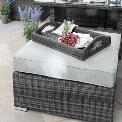 Chelsea Rattan Lounging Footstool in Grey Rattan