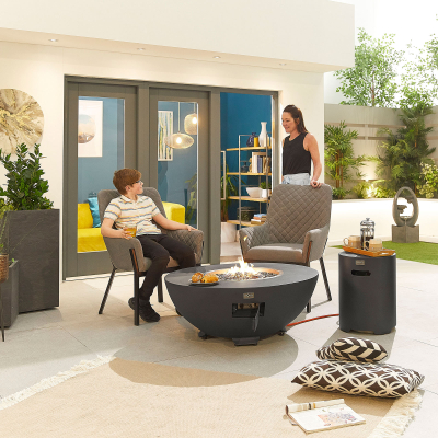 Saturn Round Aluminium Gas Fire Pit Table in Graphite Grey