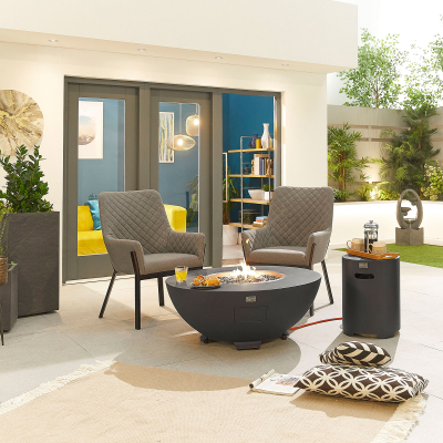 Saturn Round Aluminium Gas Fire Pit Table in Graphite Grey