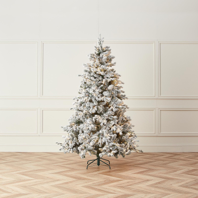 6ft Grand Fir Pre-Lit Green Snowy Christmas Tree (180cm)