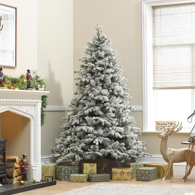 6ft Grand Fir Pre-Lit Green Snowy Christmas Tree (180cm)