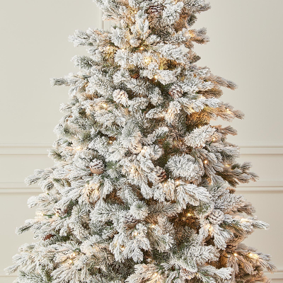 6ft Grand Fir Pre-Lit Green Snowy Christmas Tree (180cm)