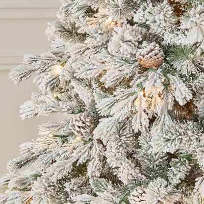 6ft Grand Fir Pre-Lit Green Snowy Christmas Tree (180cm)