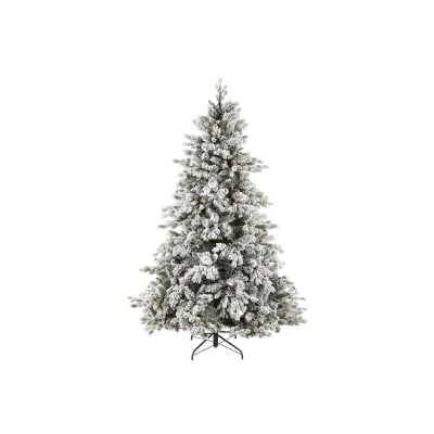 7ft Grand Fir Pre-Lit Green Snowy Christmas Tree (210cm)