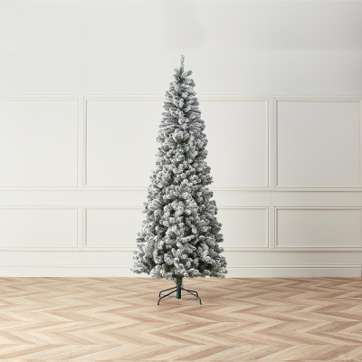 8ft Slim Balsam Fir Green Snowy Christmas Tree (240cm)