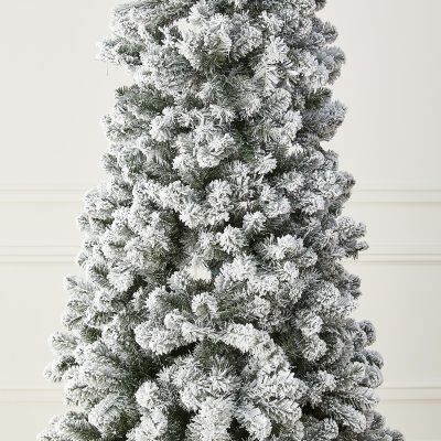 8ft Slim Balsam Fir Green Snowy Christmas Tree (240cm)