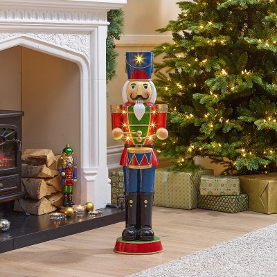 Noel the Soldier 3ft Christmas Nutcracker Figure with Drum in Red