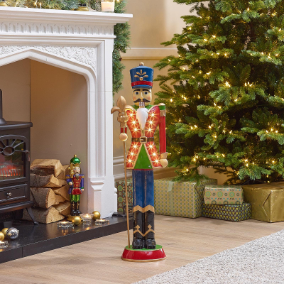 Norbert the Guard 3ft Christmas Nutcracker Figure with Staff in Red