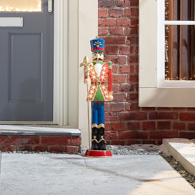 Norbert the Guard 3ft Christmas Nutcracker Figure with Staff in Red