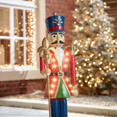 Norbert the Guard 3ft Christmas Nutcracker Figure with Staff in Red