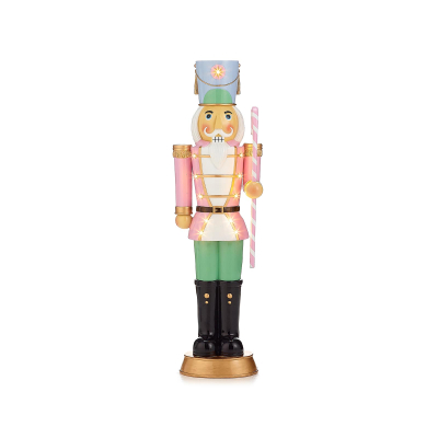 Noel the Soldier 3ft Christmas Nutcracker Figure with Candy Cane in Pink