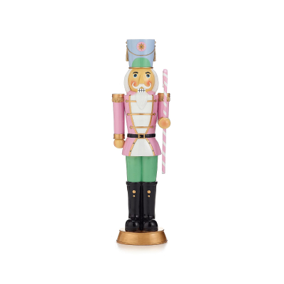 Noel the Soldier 3ft Christmas Nutcracker Figure with Candy Cane in Pink