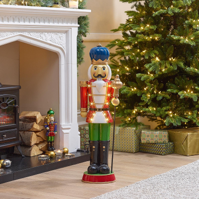 Noel the Soldier 3ft Christmas Nutcracker Figure with Staff in Red