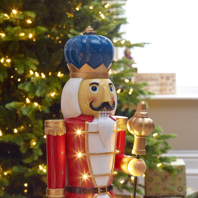 Noel the Soldier 3ft Christmas Nutcracker Figure with Staff in Red