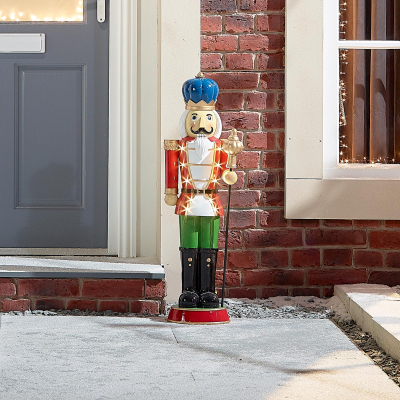 Noel the Soldier 3ft Christmas Nutcracker Figure with Staff in Red