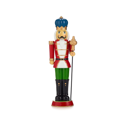 Noel the Soldier 3ft Christmas Nutcracker Figure with Staff in Red