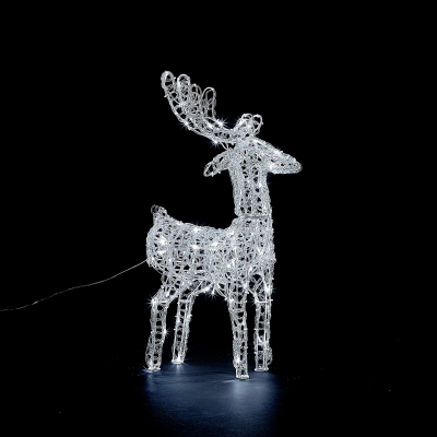 Small Acrylic LED Miracle Reindeer Decoration in Cool White