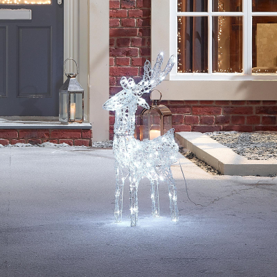 Small Acrylic LED Miracle Reindeer Decoration in Cool White