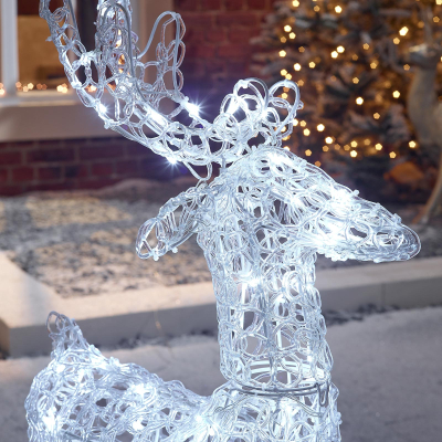 Small Acrylic LED Miracle Reindeer Decoration in Cool White