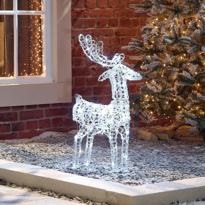 Small Acrylic LED Miracle Reindeer Decoration in Cool White