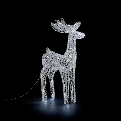 Medium Acrylic LED Miracle Reindeer Decoration in Cool White