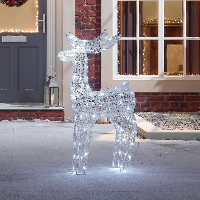 Medium Acrylic LED Miracle Reindeer Decoration in Cool White