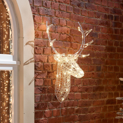 Acrylic LED Wall Mounted Stag Head Reindeer Decoration in Warm White