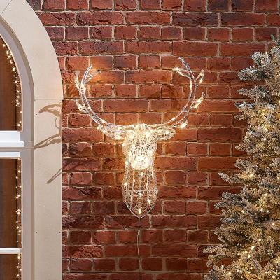 Acrylic LED Wall Mounted Stag Head Reindeer Decoration in Warm White