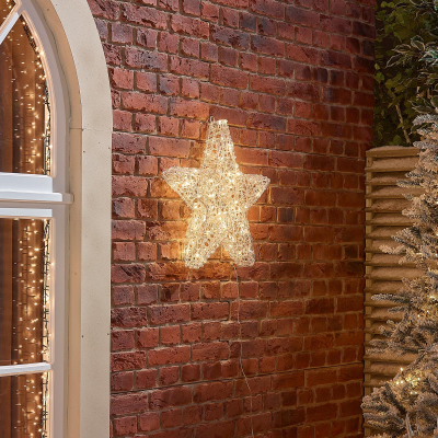 Small Acrylic LED Star Decoration in Warm White