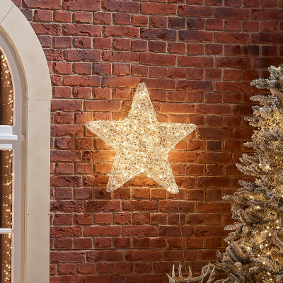 Medium Acrylic LED Star Decoration in Warm White