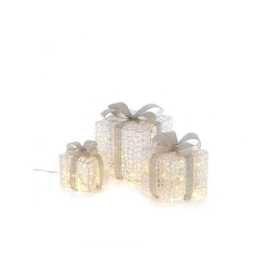 Small Acrylic LED Presents Decoration in Silver