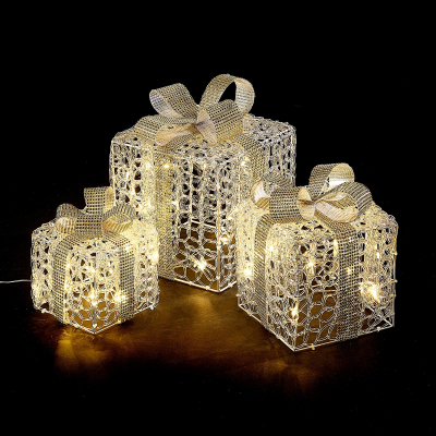 Small Acrylic LED Presents Decoration in Gold