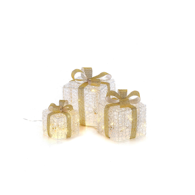 Small Acrylic LED Presents Decoration in Gold