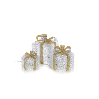 Small Acrylic LED Presents Decoration in Gold