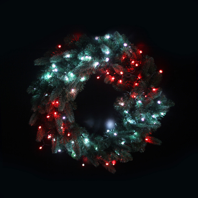 Twinkly Full Spectrum Multi Colour Pre Lit Green Christmas Wreath - 260cm