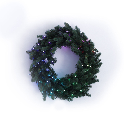 Twinkly Full Spectrum Multi Colour Pre Lit Green Christmas Wreath - 260cm