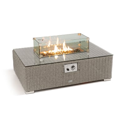 Heritage Chelsea Rattan Rectangular Gas Fire Pit Coffee Table